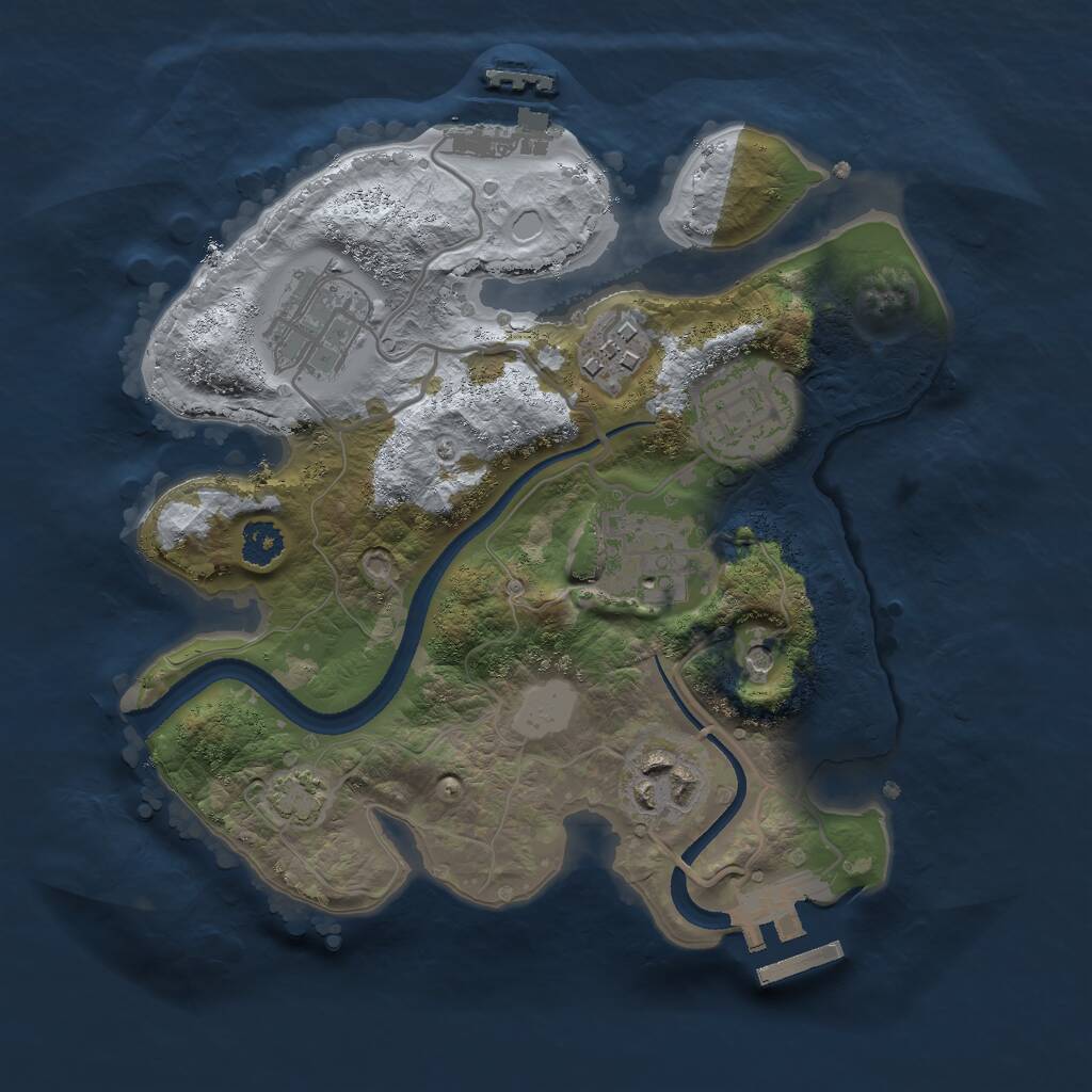 Rust Map: Procedural Map, Size: 2500, Seed: 1679, 10 Monuments