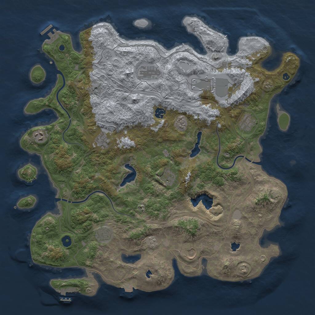 Rust Map: Procedural Map, Size: 4500, Seed: 882569804, 16 Monuments