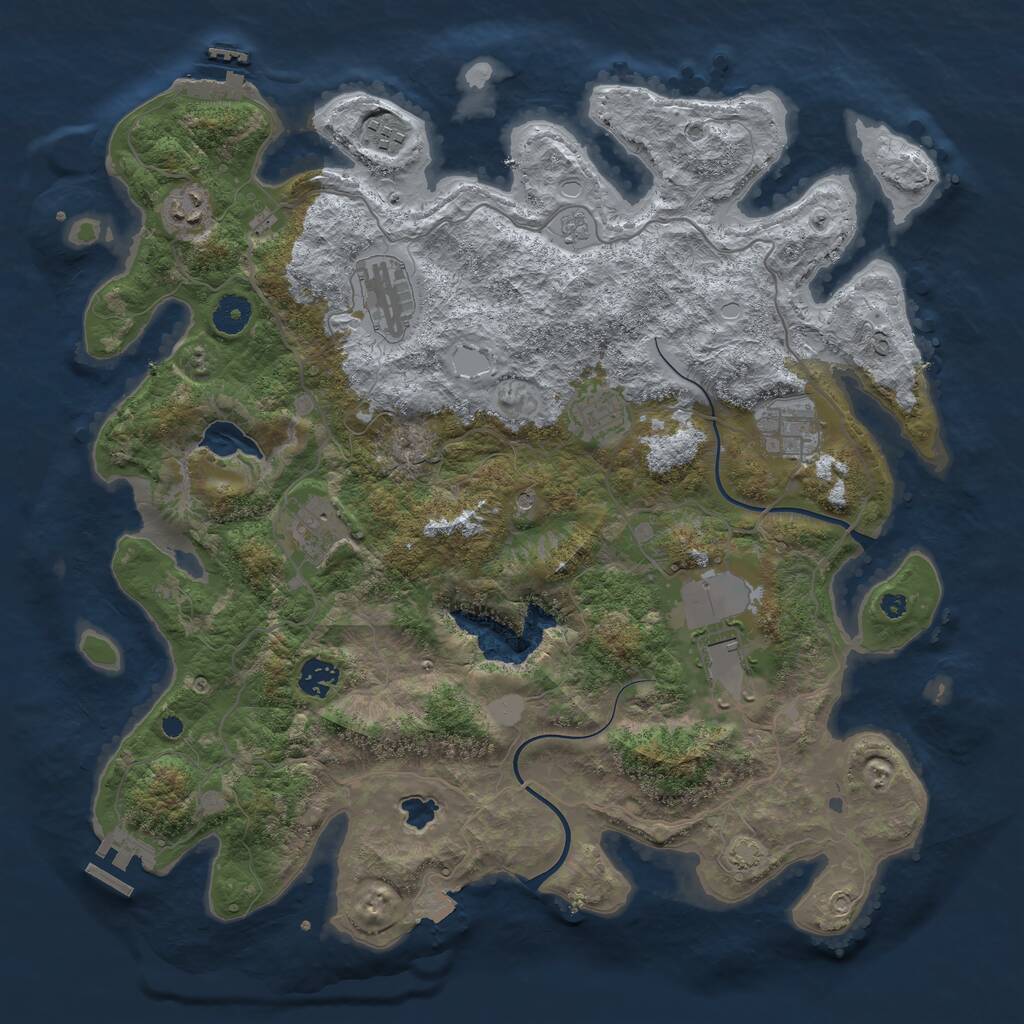 Rust Map: Procedural Map, Size: 4000, Seed: 4123214, 14 Monuments