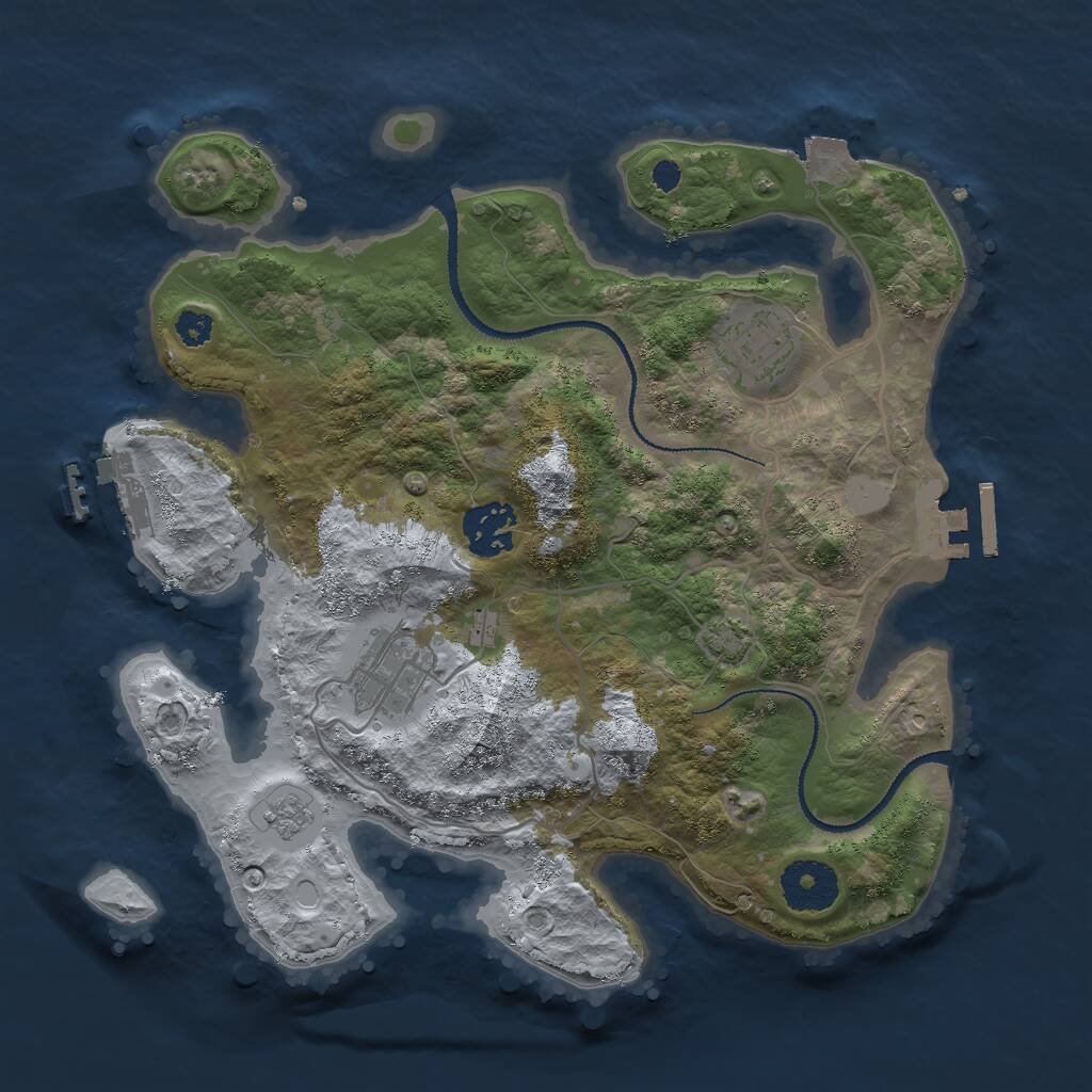 Rust Map: Procedural Map, Size: 3000, Seed: 9192, 8 Monuments