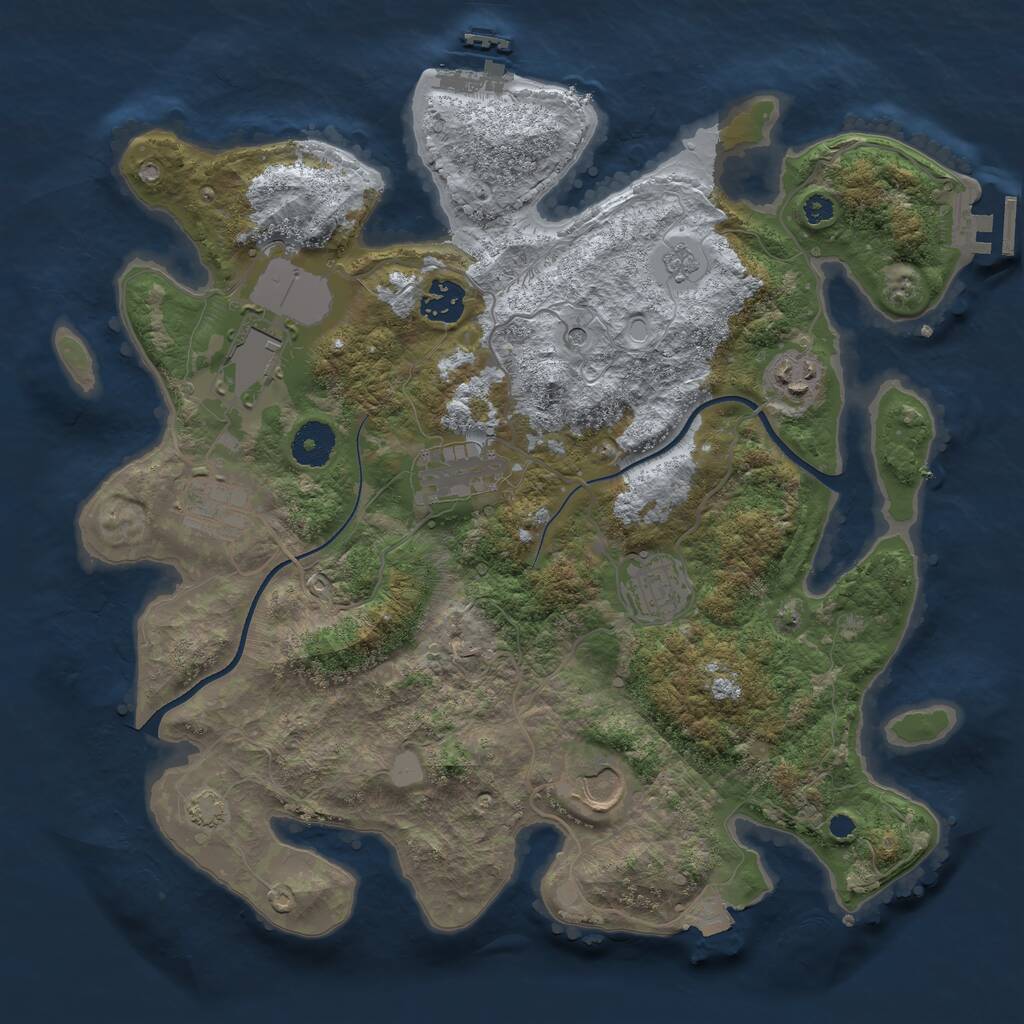 Rust Map: Procedural Map, Size: 3500, Seed: 243781640, 13 Monuments