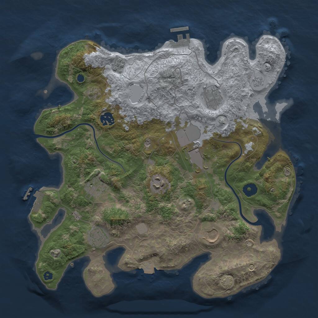 Rust Map: Procedural Map, Size: 3500, Seed: 339722442, 14 Monuments