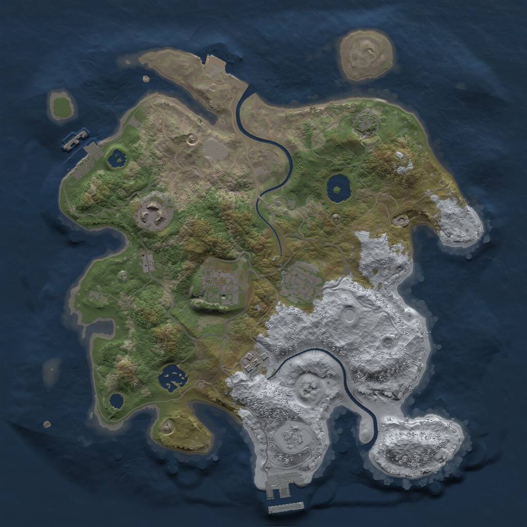 Rust Map: Procedural Map, Size: 3000, Seed: 7497, 10 Monuments