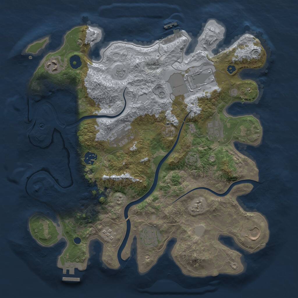 Rust Map: Procedural Map, Size: 3500, Seed: 1459349708, 14 Monuments