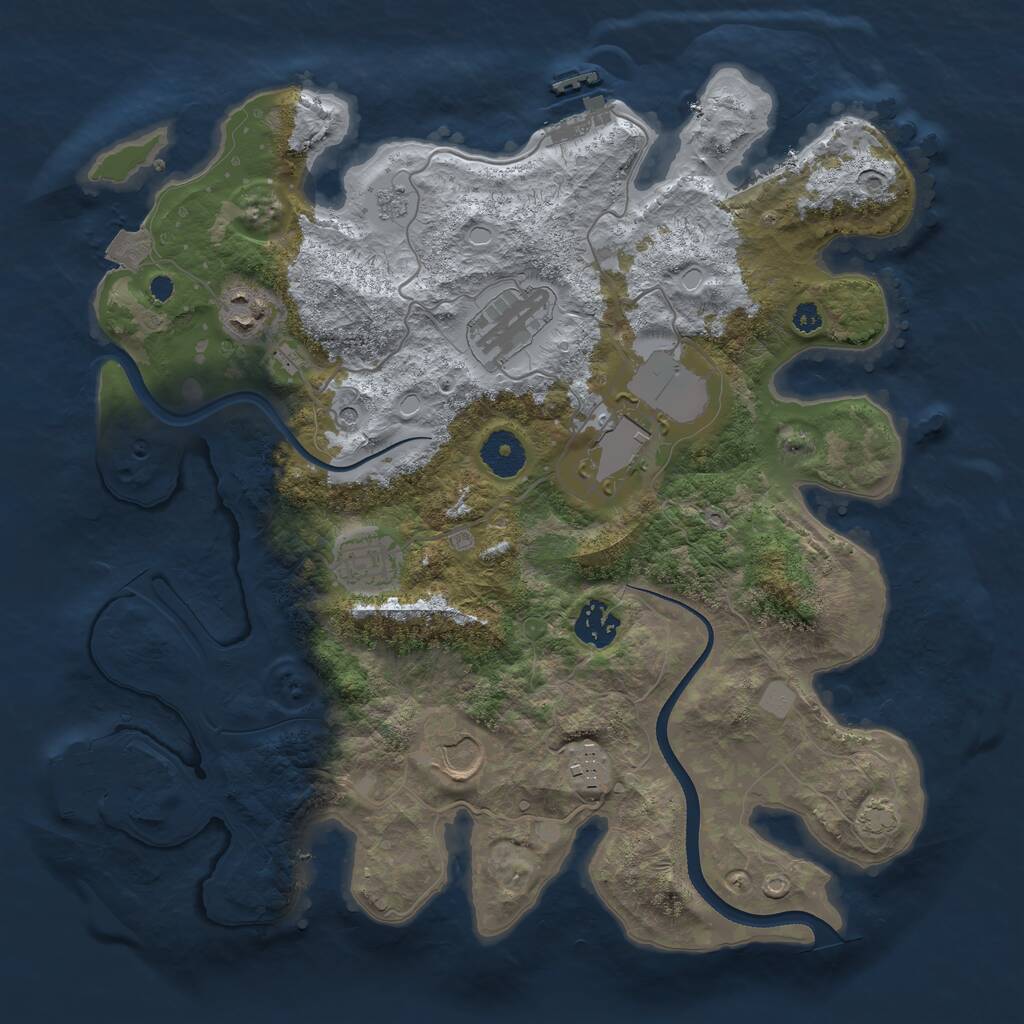 Rust Map: Procedural Map, Size: 3500, Seed: 1459349708, 13 Monuments
