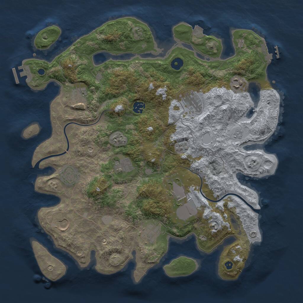 Rust Map: Procedural Map, Size: 3800, Seed: 64565, 16 Monuments