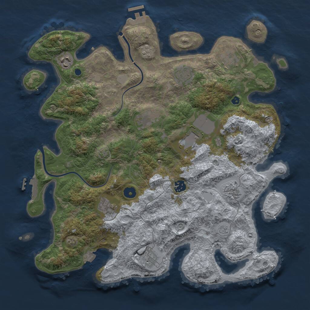 Rust Map: Procedural Map, Size: 3900, Seed: 1421652276, 16 Monuments