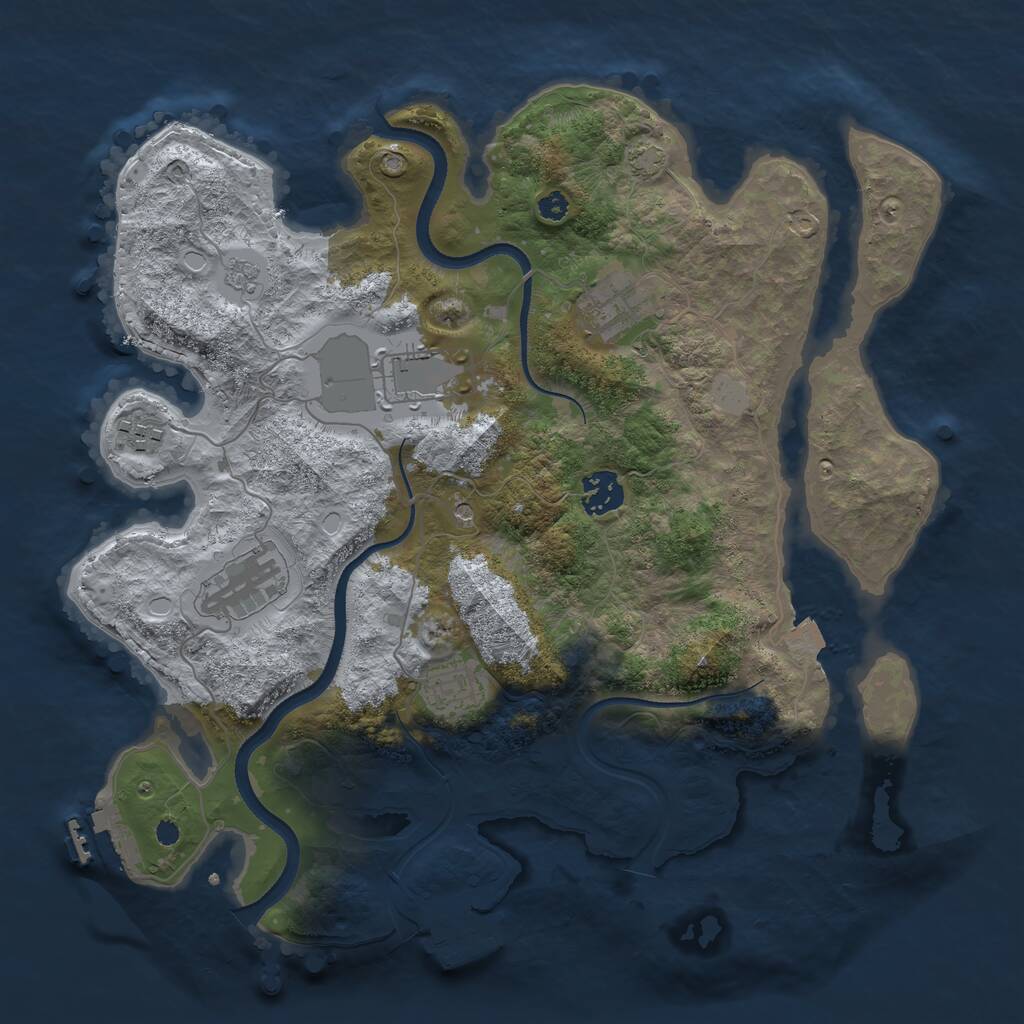 Rust Map: Procedural Map, Size: 3500, Seed: 647263950, 12 Monuments
