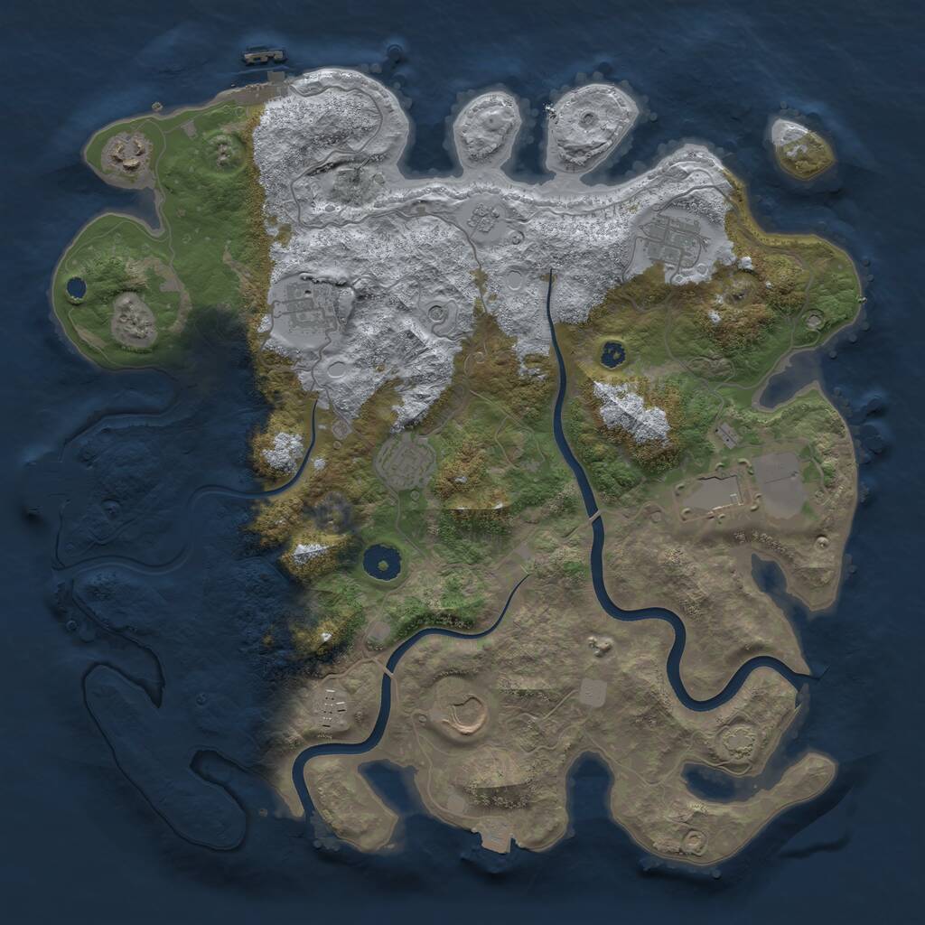 Rust Map: Procedural Map, Size: 3750, Seed: 1079846516, 13 Monuments