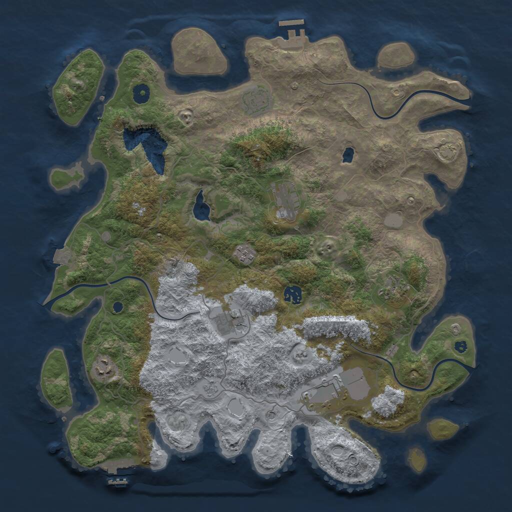 Rust Map: Procedural Map, Size: 4096, Seed: 66535037, 14 Monuments