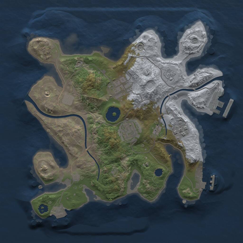 Rust Map: Procedural Map, Size: 2500, Seed: 779118408, 7 Monuments