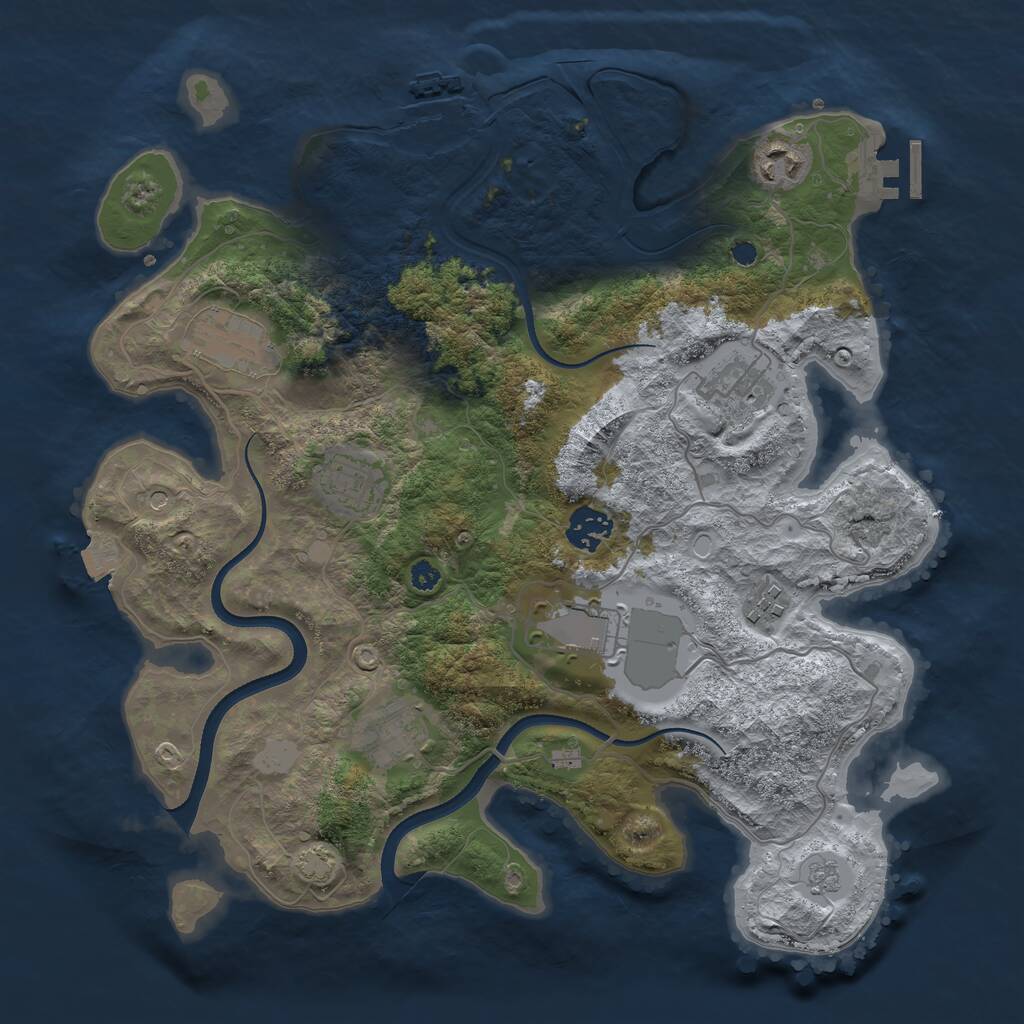 Rust Map: Procedural Map, Size: 3500, Seed: 1122215668, 14 Monuments
