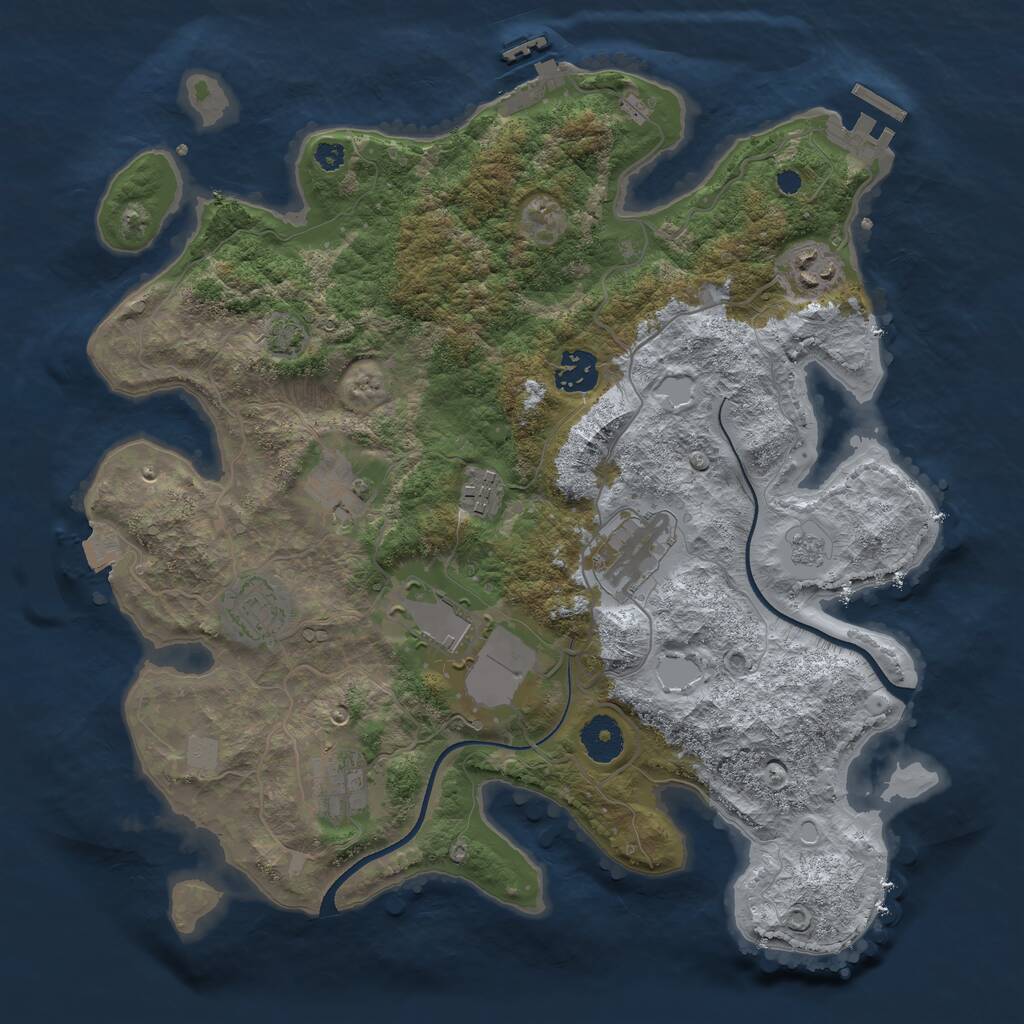Rust Map: Procedural Map, Size: 3500, Seed: 1122215668, 13 Monuments