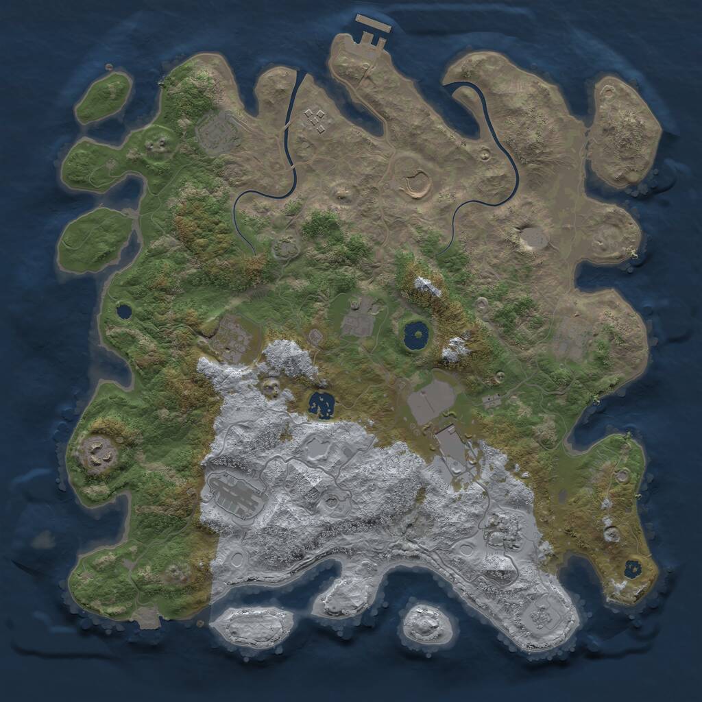 Rust Map: Procedural Map, Size: 3900, Seed: 497476866, 16 Monuments