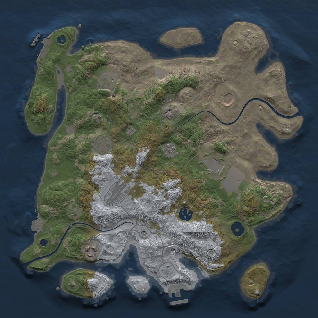 Rust Map: Procedural Map, Size: 3500, Seed: 1470522417, 14 Monuments
