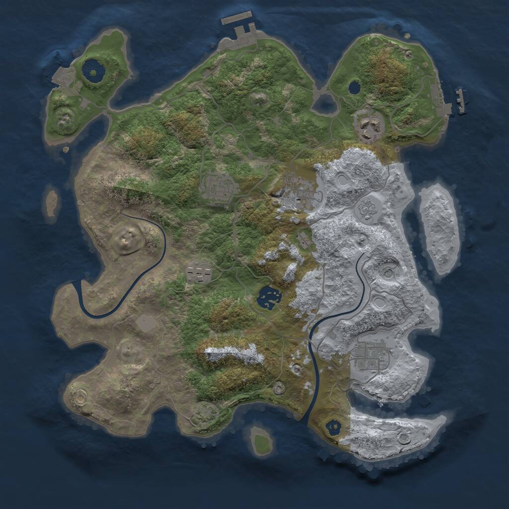 Rust Map: Procedural Map, Size: 3300, Seed: 438645969, 12 Monuments