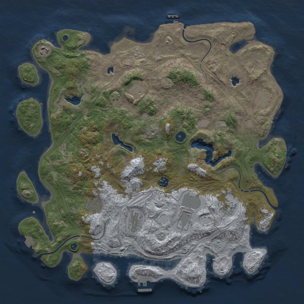 Rust Map: Procedural Map, Size: 4500, Seed: 536882166, 15 Monuments