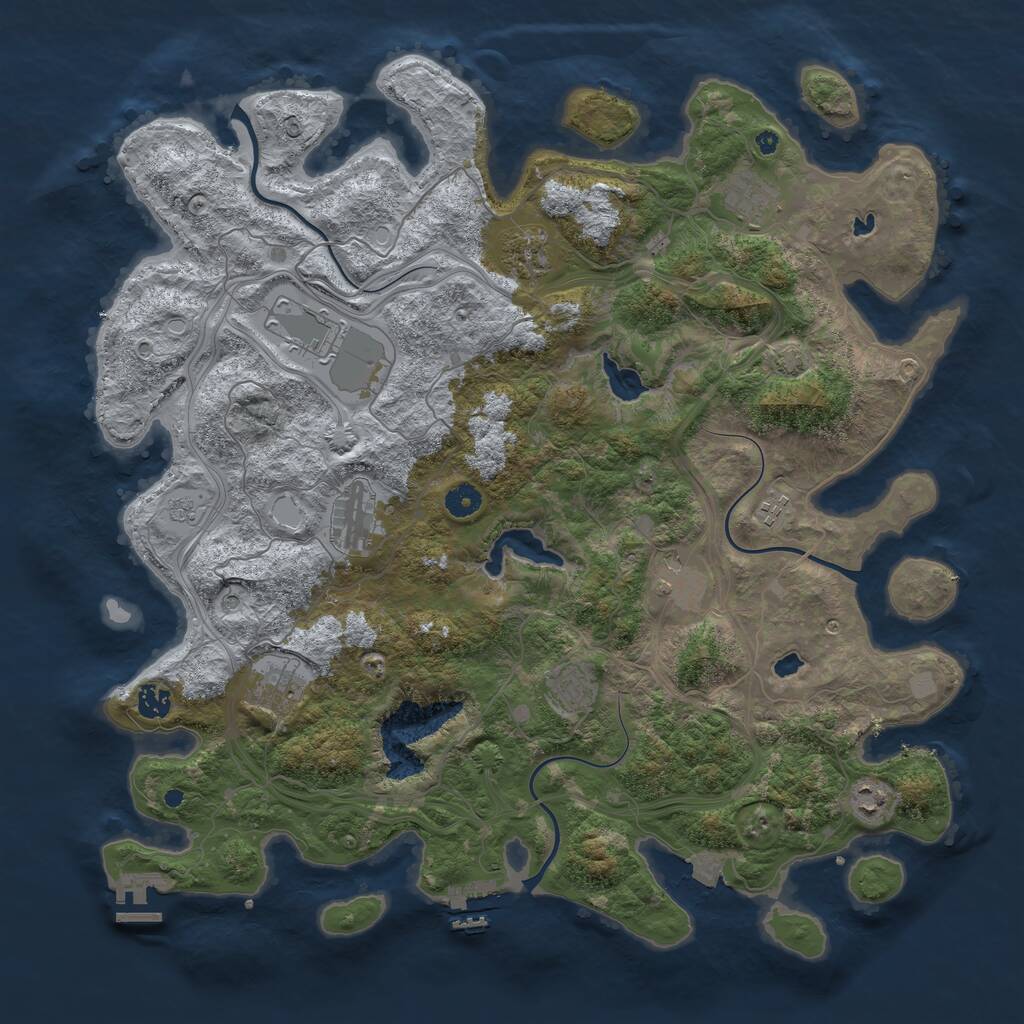 Rust Map: Procedural Map, Size: 4500, Seed: 1793420708, 16 Monuments