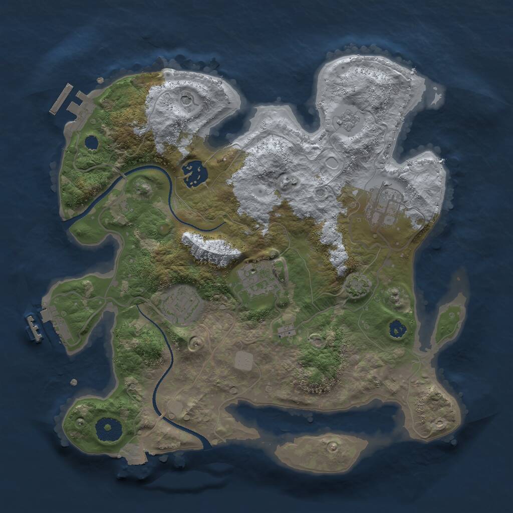 Rust Map: Procedural Map, Size: 3000, Seed: 1715140236, 10 Monuments