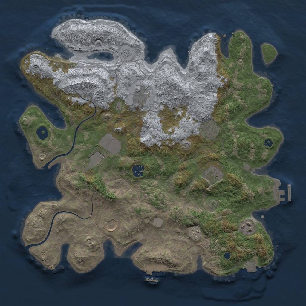 Rust Map: Procedural Map, Size: 3750, Seed: 1151087508, 14 Monuments
