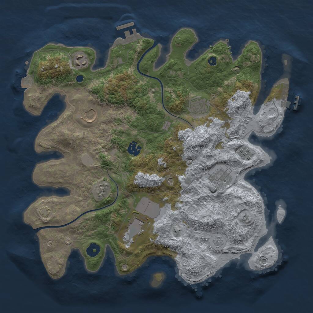Rust Map: Procedural Map, Size: 3500, Seed: 1115903947, 13 Monuments