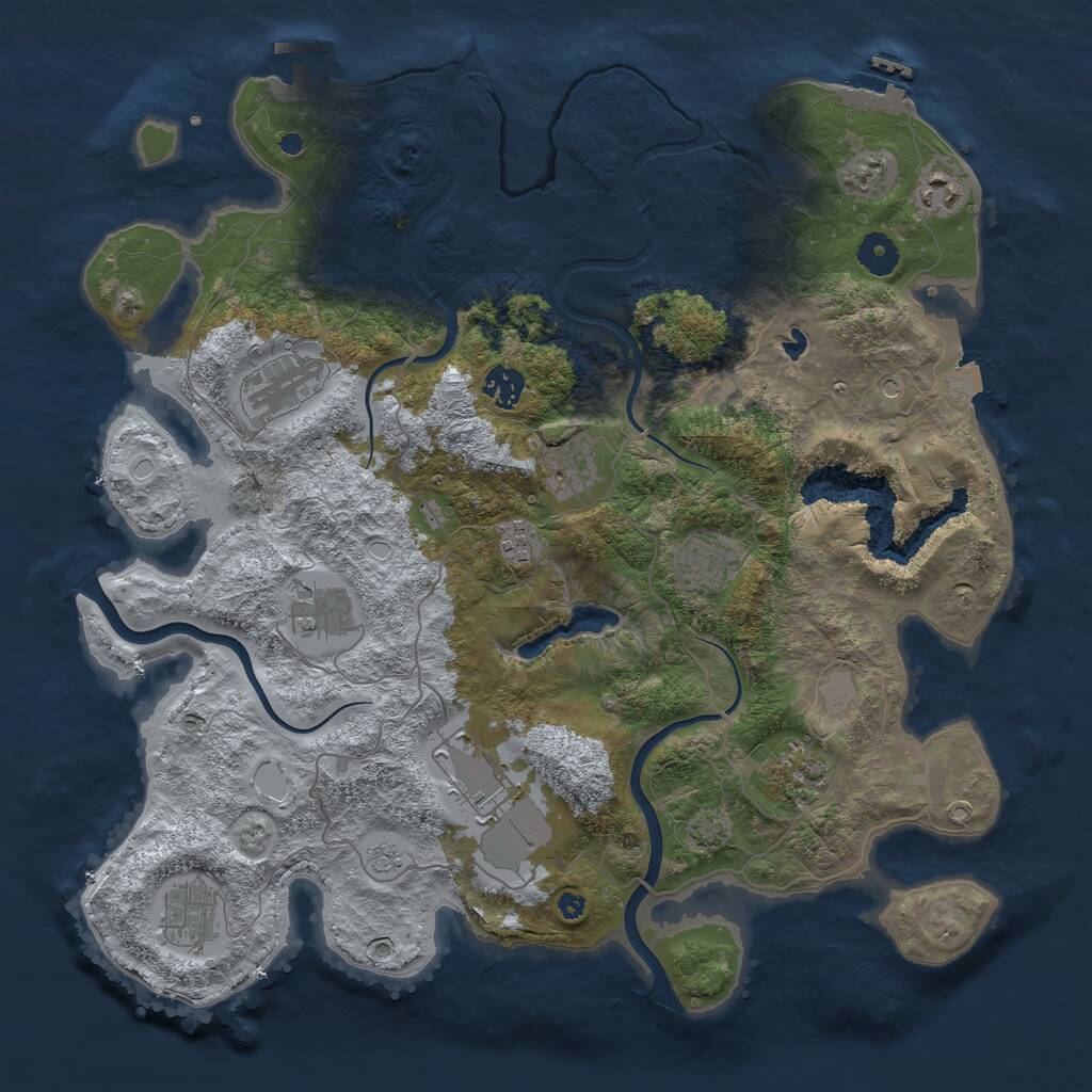 Rust Map: Procedural Map, Size: 4000, Seed: 611131259, 16 Monuments