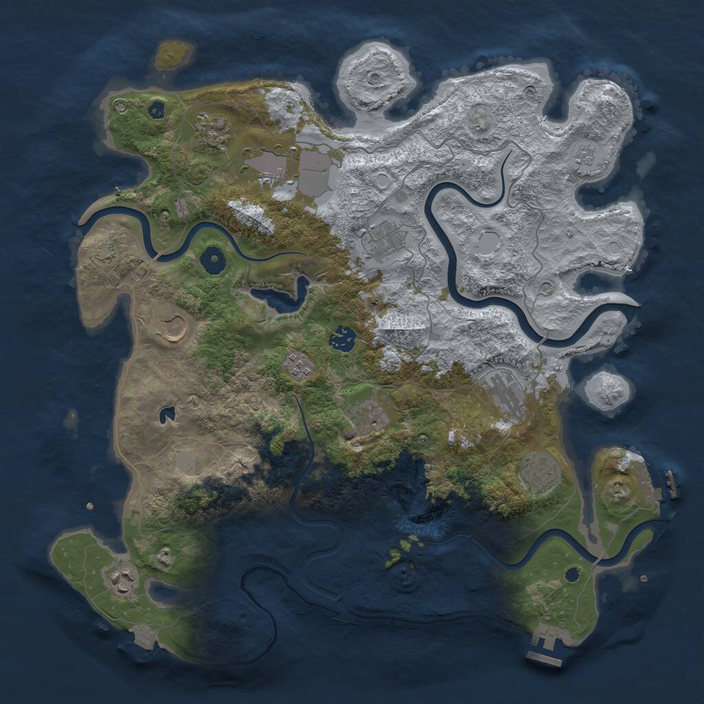 Rust Map: Procedural Map, Size: 4050, Seed: 1030107248, 16 Monuments
