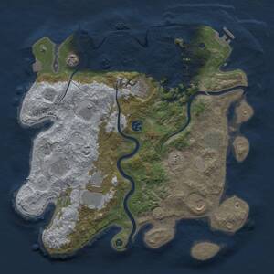 Thumbnail Rust Map: Procedural Map, Size: 3750, Seed: 1763510732, 15 Monuments