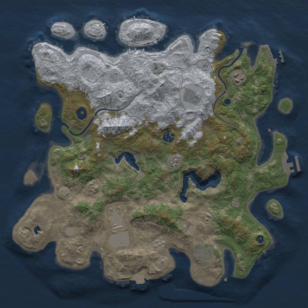 Rust Map: Procedural Map, Size: 4000, Seed: 1928871115, 12 Monuments