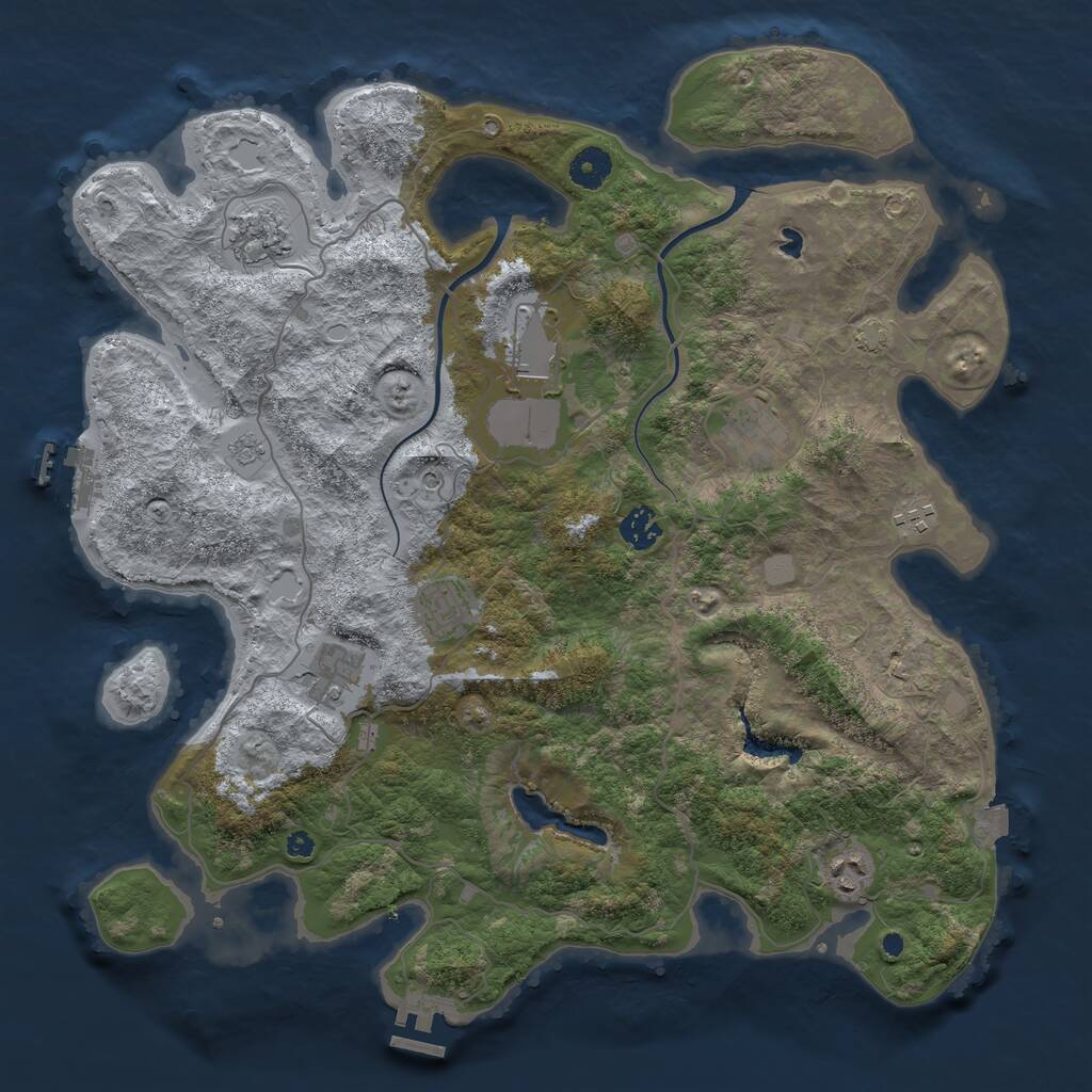 Rust Map: Procedural Map, Size: 4000, Seed: 715209745, 14 Monuments