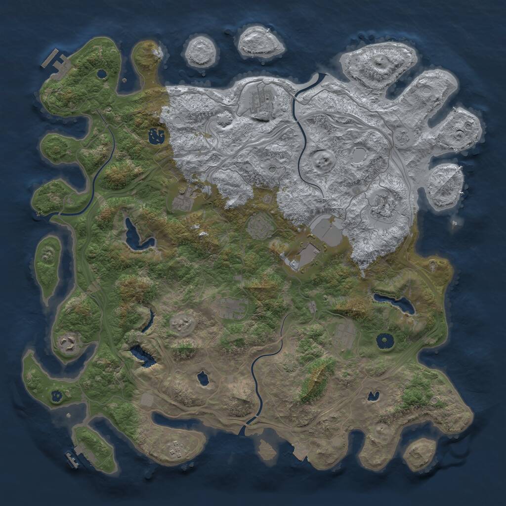 Rust Map: Procedural Map, Size: 4500, Seed: 2135046839, 16 Monuments