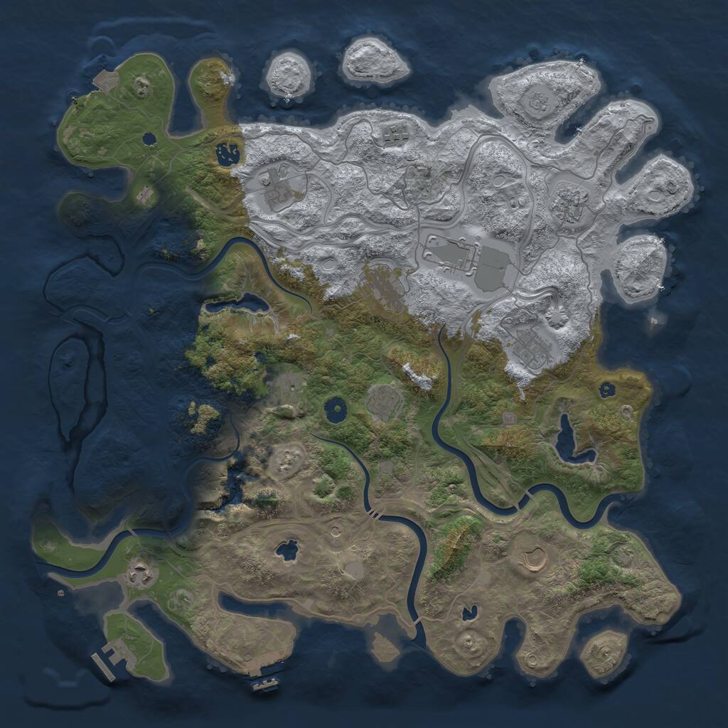 Rust Map: Procedural Map, Size: 4500, Seed: 2135046839, 17 Monuments