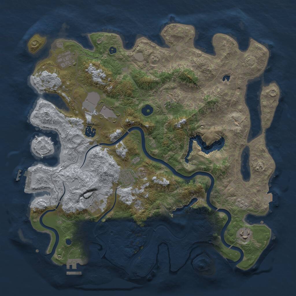 Rust Map: Procedural Map, Size: 4000, Seed: 593215952, 14 Monuments