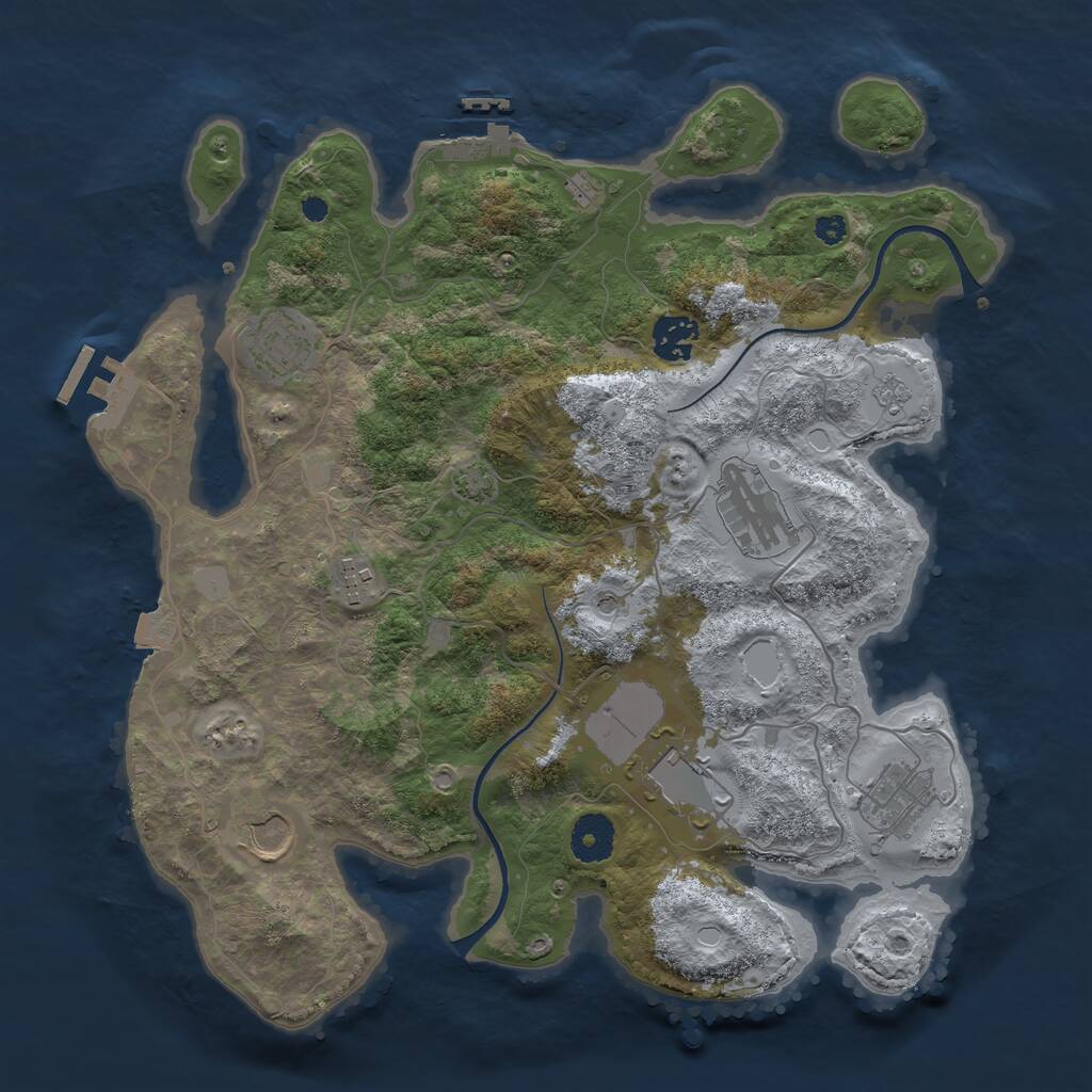 Rust Map: Procedural Map, Size: 3500, Seed: 41207825, 13 Monuments