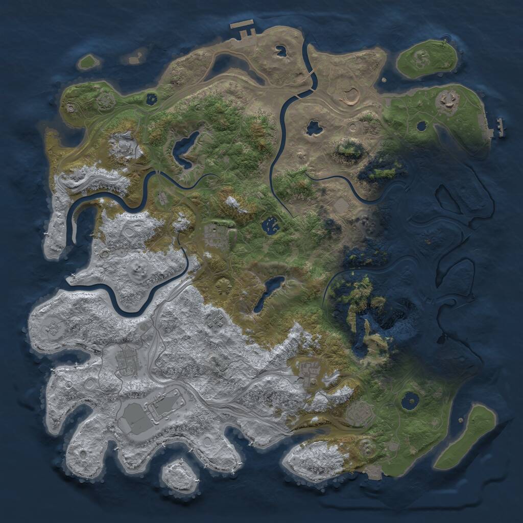 Rust Map: Procedural Map, Size: 4500, Seed: 21529351, 16 Monuments