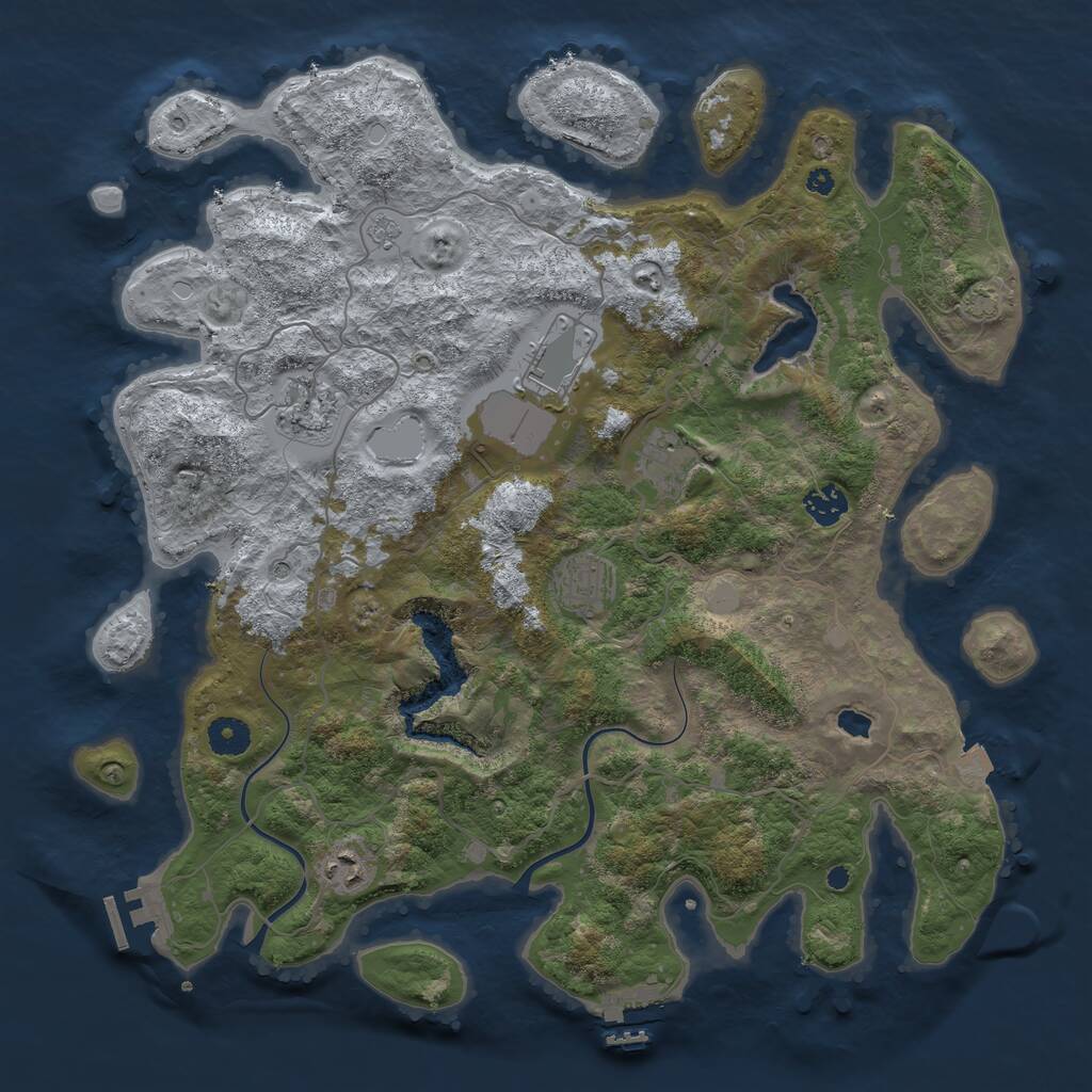 Rust Map: Procedural Map, Size: 4000, Seed: 876247580, 12 Monuments