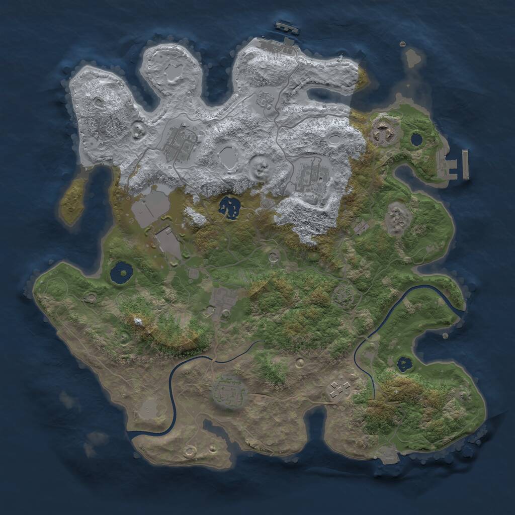 Rust Map: Procedural Map, Size: 3500, Seed: 1988815707, 14 Monuments