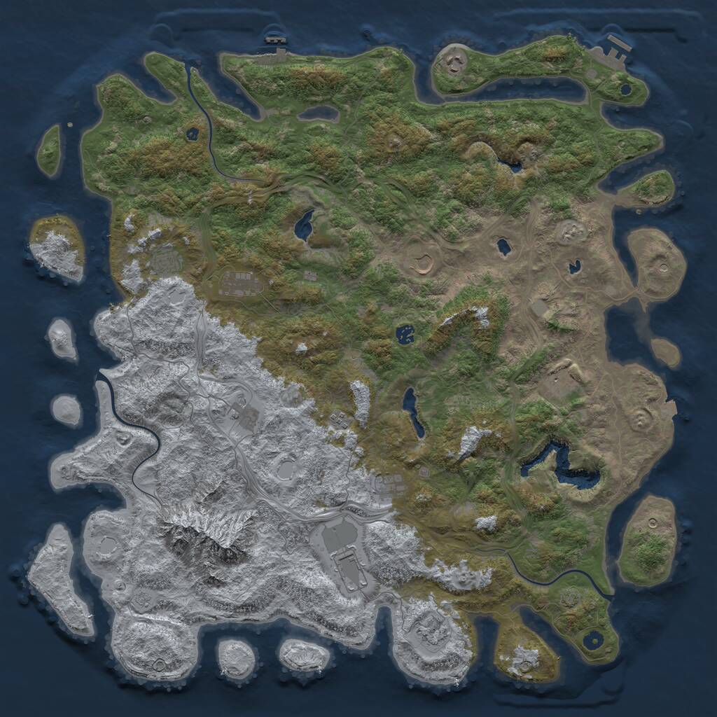 Rust Map: Procedural Map, Size: 5500, Seed: 651505262, 17 Monuments