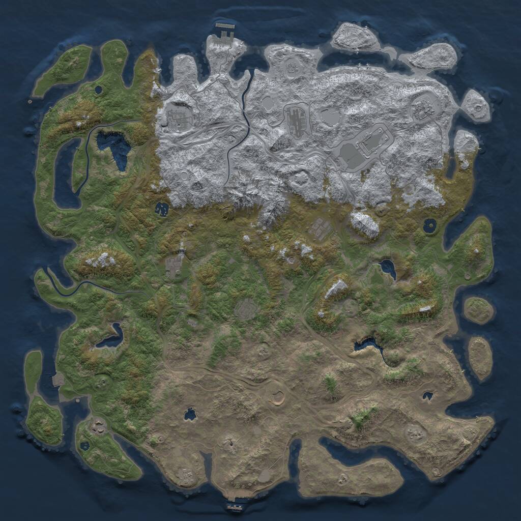 Rust Map: Procedural Map, Size: 5500, Seed: 1101884860, 17 Monuments