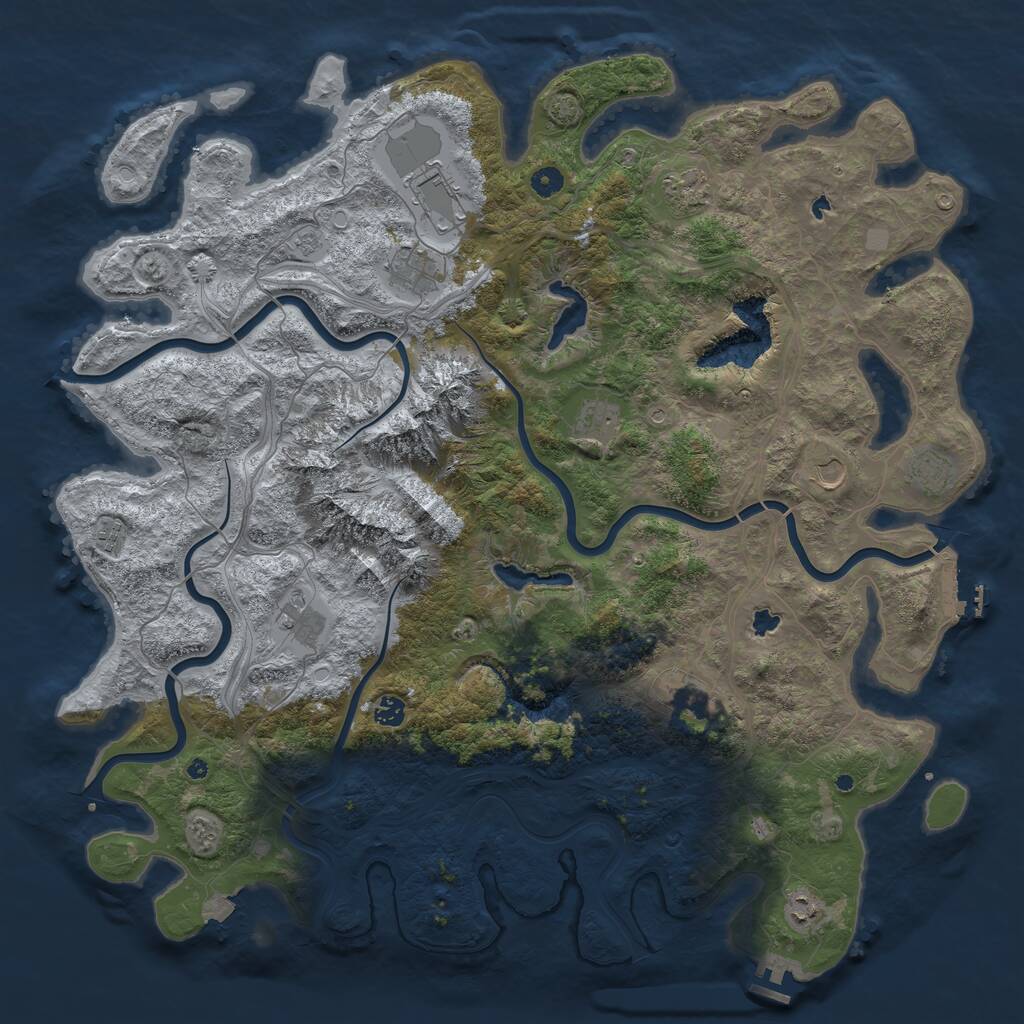 Rust Map: Procedural Map, Size: 5000, Seed: 411918521, 17 Monuments