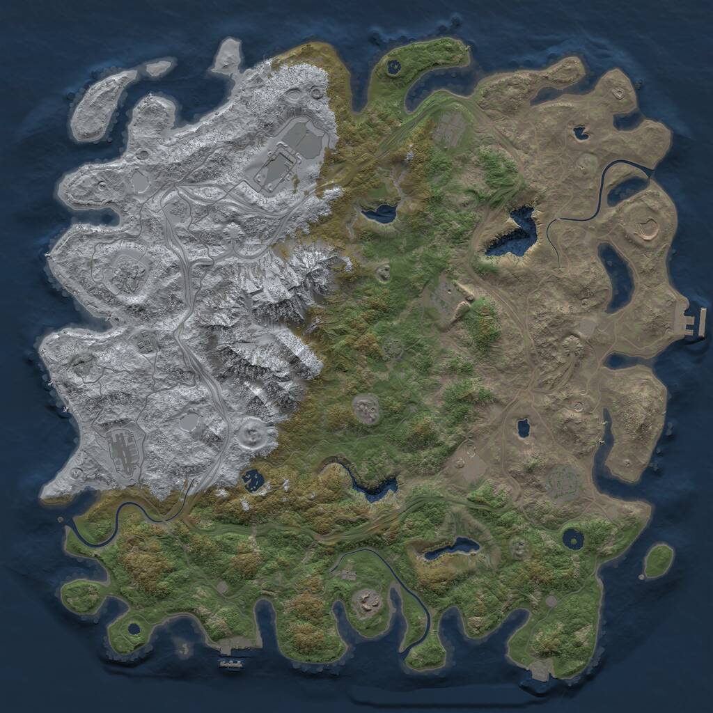 Rust Map: Procedural Map, Size: 5000, Seed: 411918521, 17 Monuments