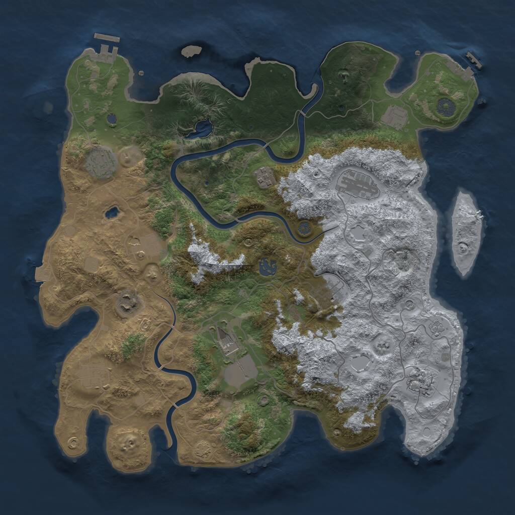 Rust Map: Procedural Map, Size: 4050, Seed: 115182097, 18 Monuments