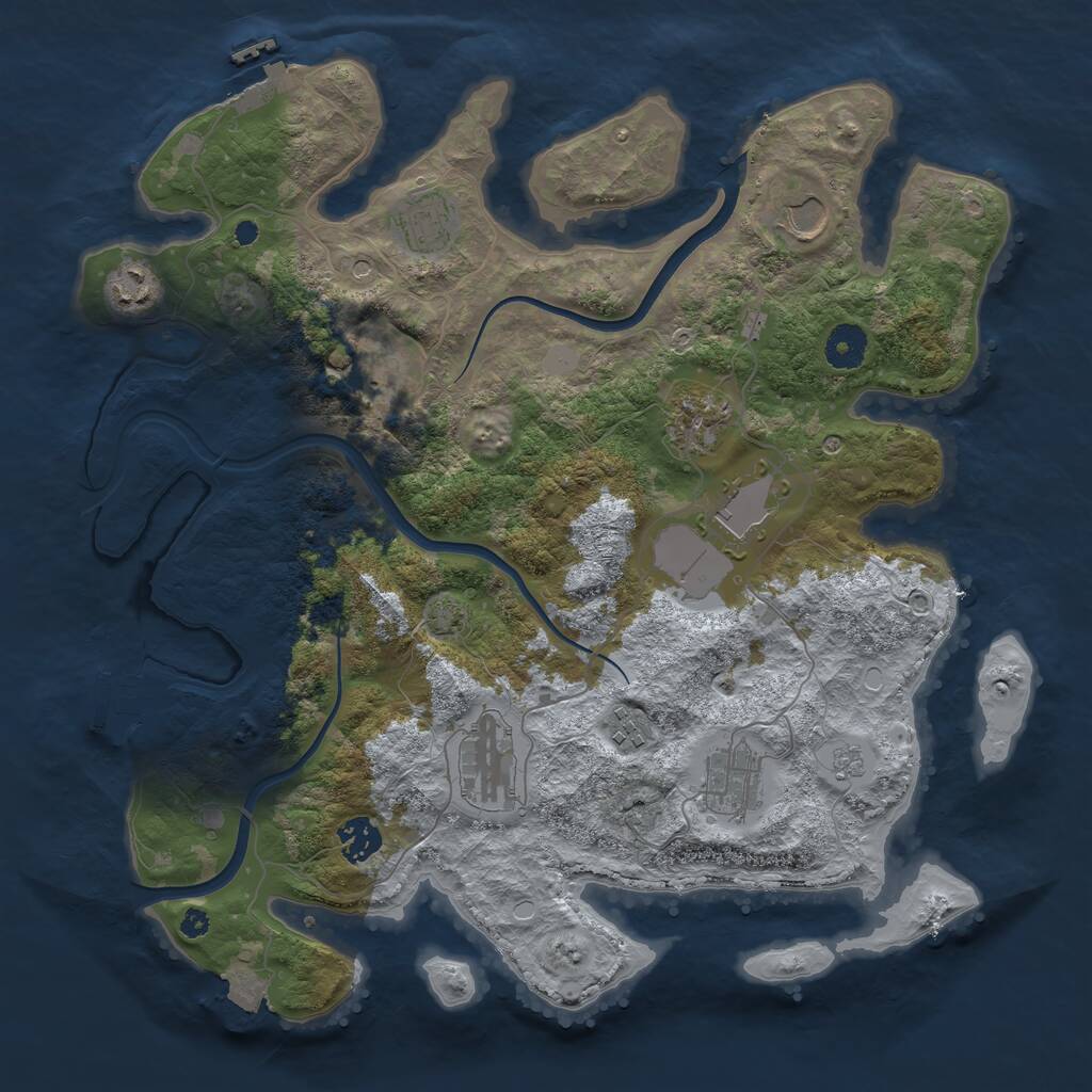 Rust Map: Procedural Map, Size: 3750, Seed: 807803138, 16 Monuments