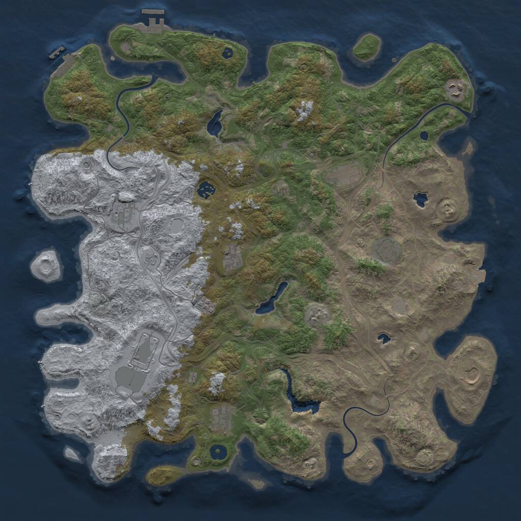 Rust Map: Procedural Map, Size: 4700, Seed: 668358857, 16 Monuments