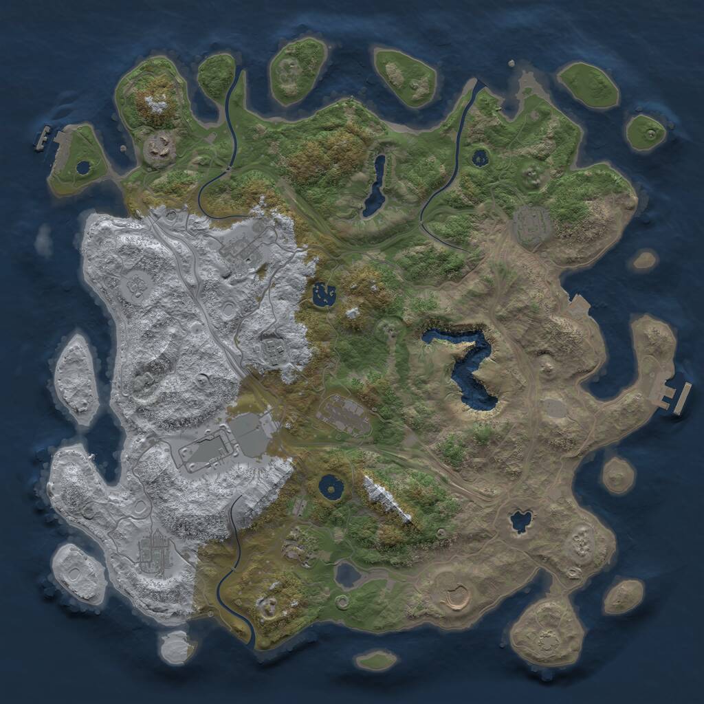 Rust Map: Procedural Map, Size: 4250, Seed: 821564401, 16 Monuments