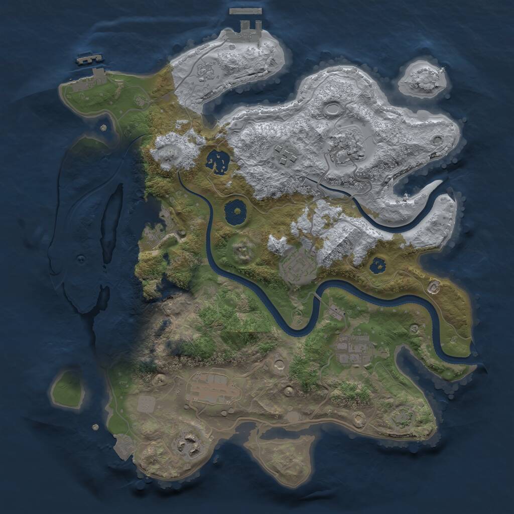 Rust Map: Procedural Map, Size: 3200, Seed: 1269970436, 14 Monuments