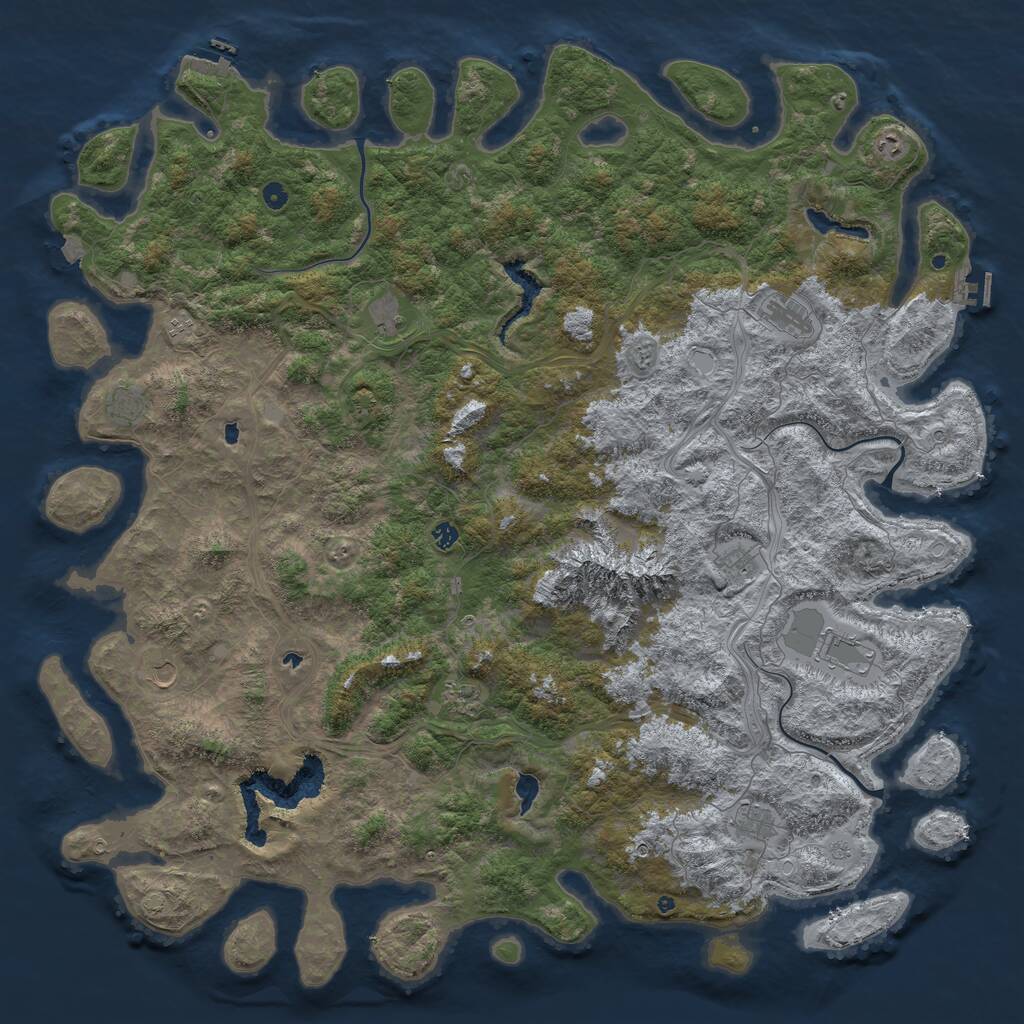 Rust Map: Procedural Map, Size: 6000, Seed: 609294440, 17 Monuments