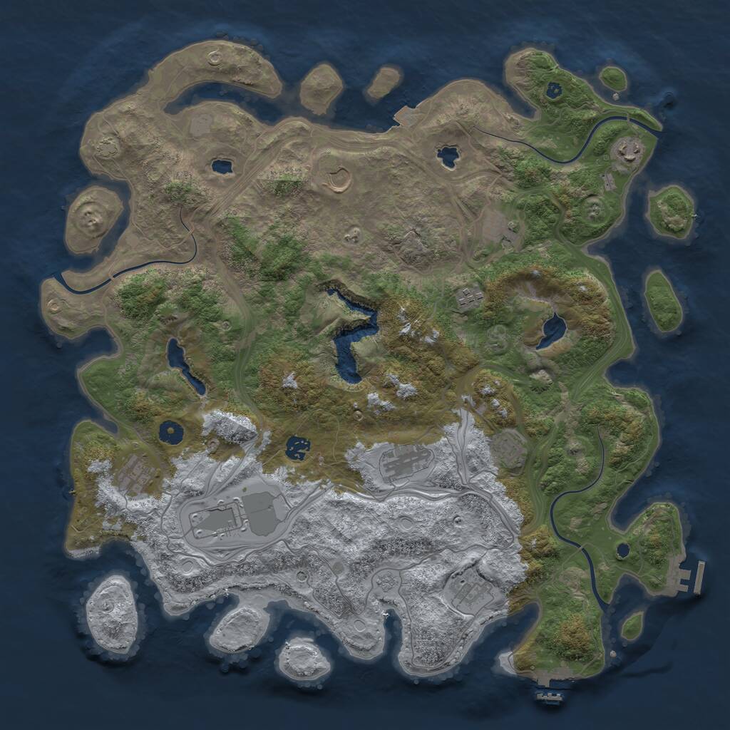 Rust Map: Procedural Map, Size: 4500, Seed: 187391737, 16 Monuments