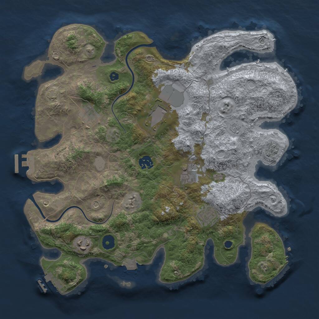Rust Map: Procedural Map, Size: 3500, Seed: 640631503, 13 Monuments