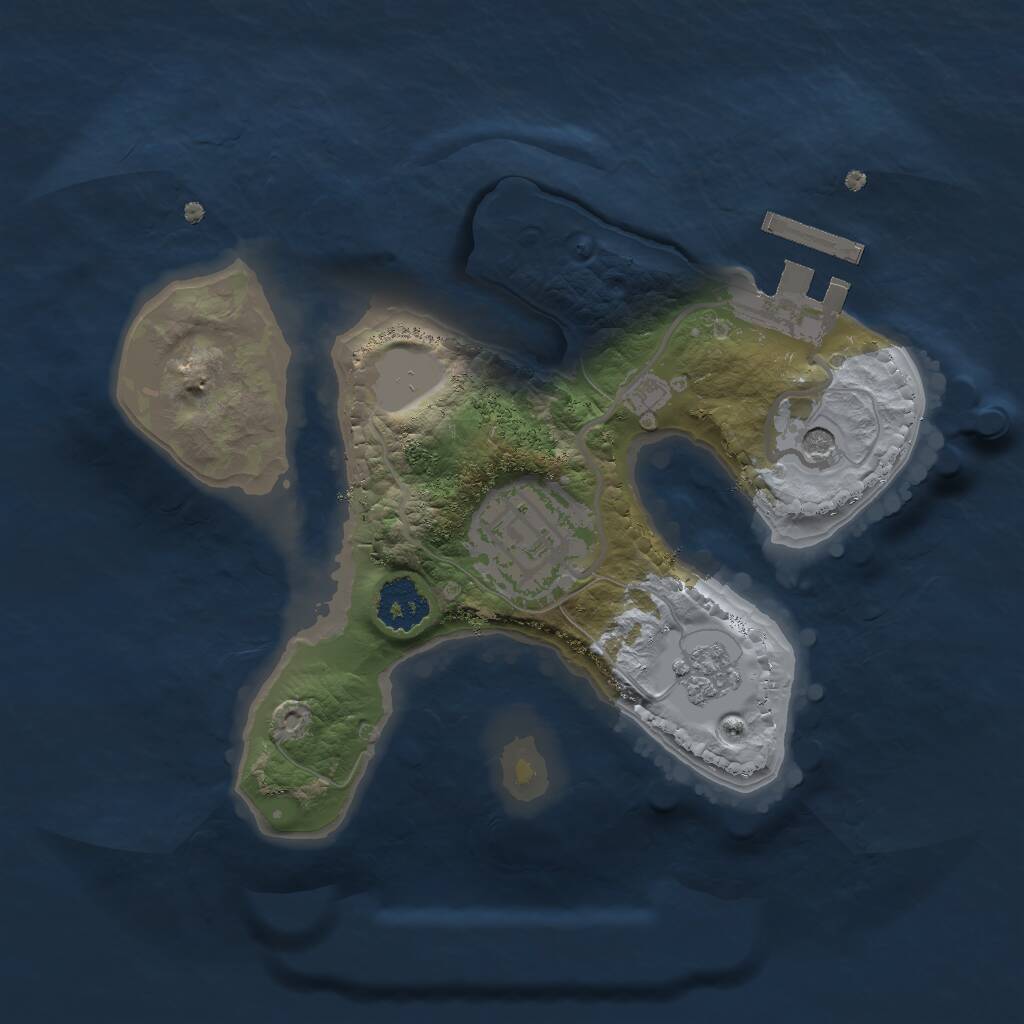 Rust Map: Procedural Map, Size: 2000, Seed: 1257977863, 5 Monuments